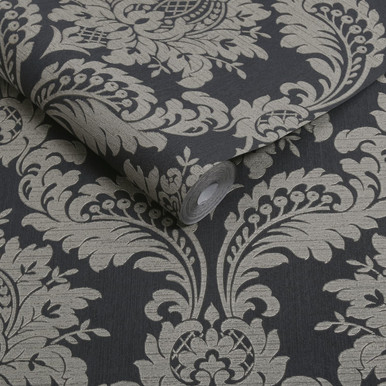 Archive Damask Black And Gold Wallpaper