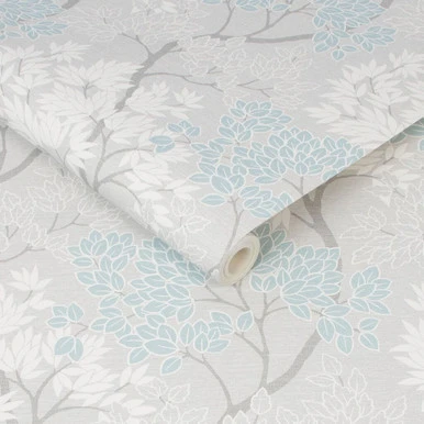 fresco lykke tree sky blue floral wallpaper