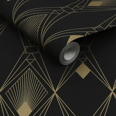 Next Deco Geometric Black Wallpaper