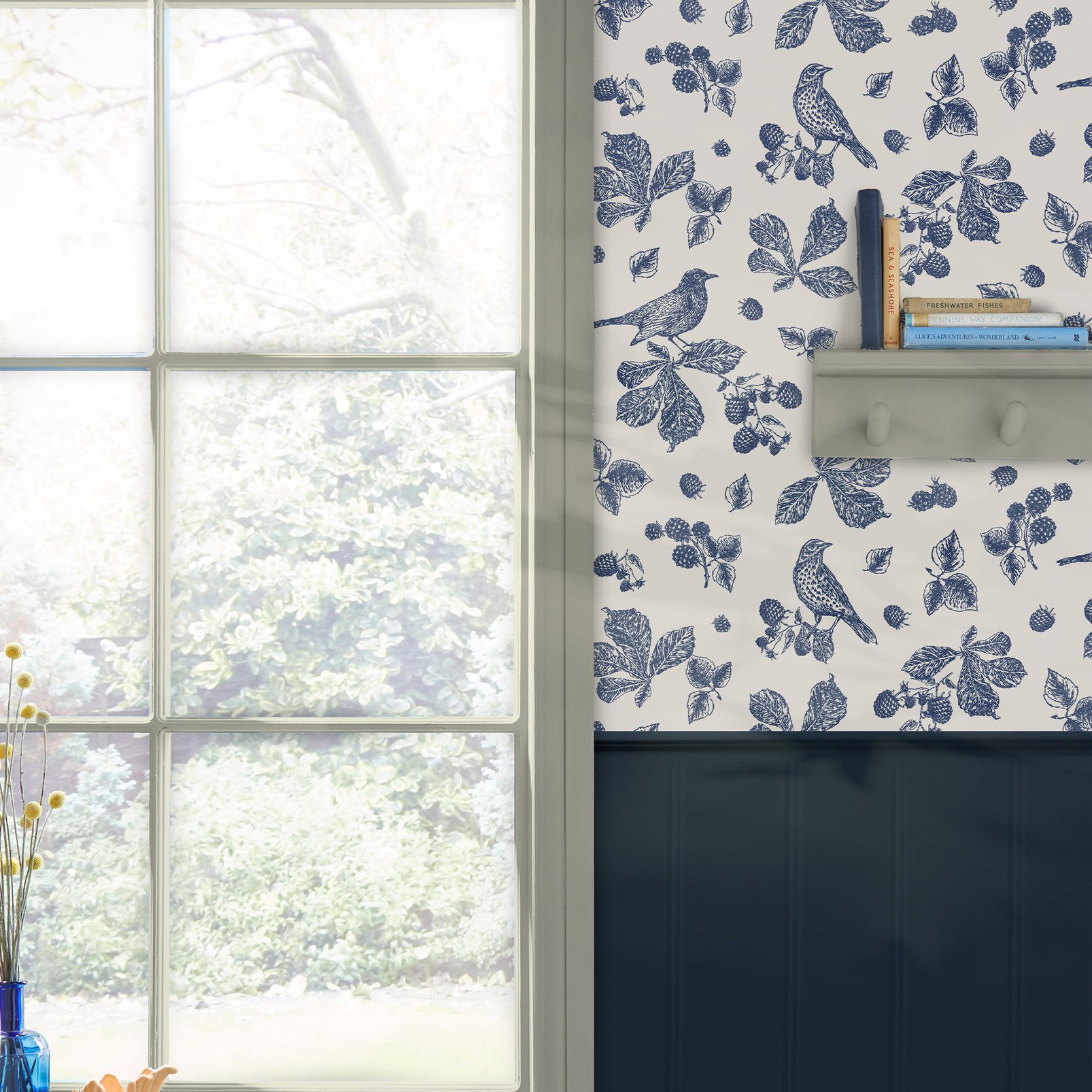 Joules Blackberry Bird Creme Wallpaper