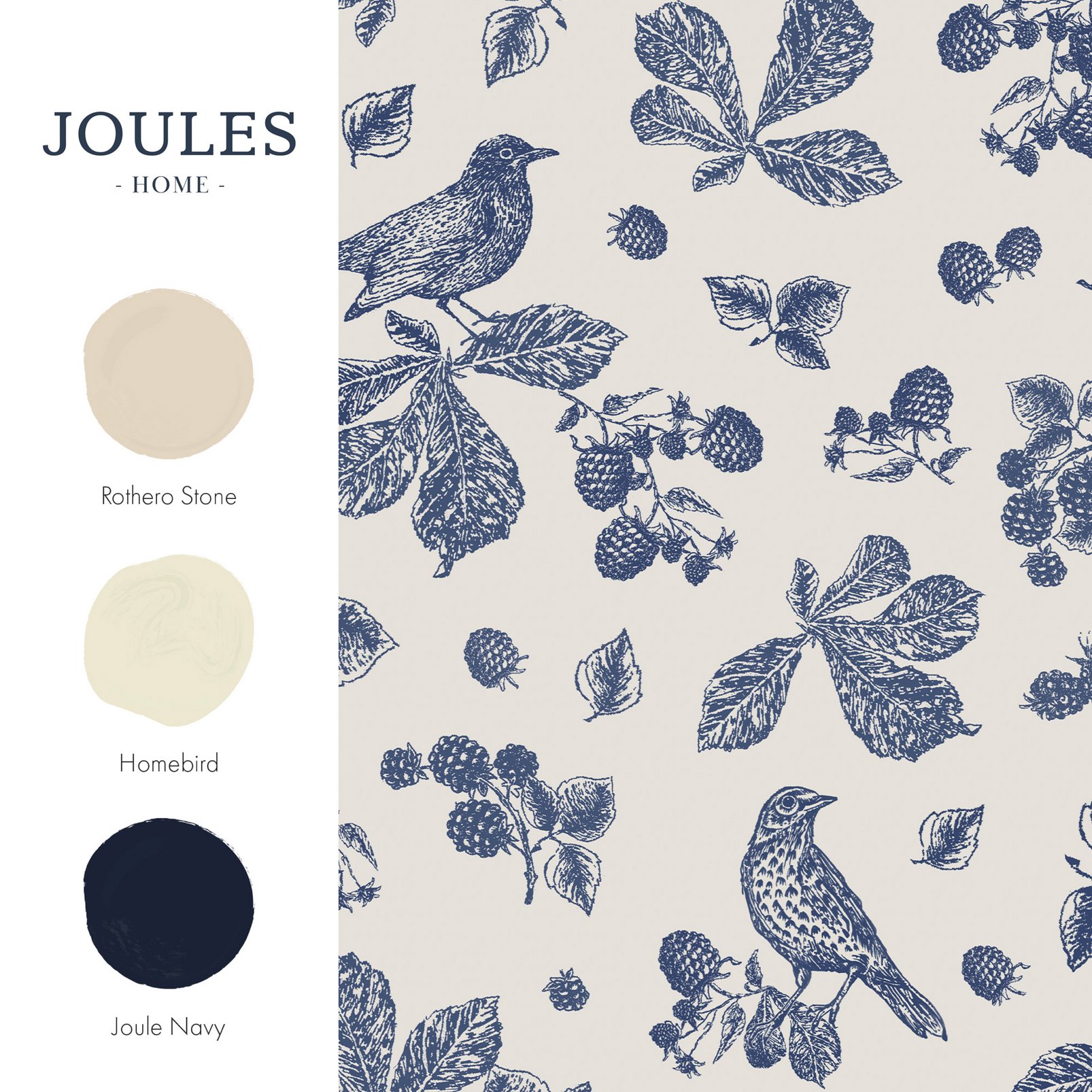 Joules Blackberry Bird Creme Wallpaper