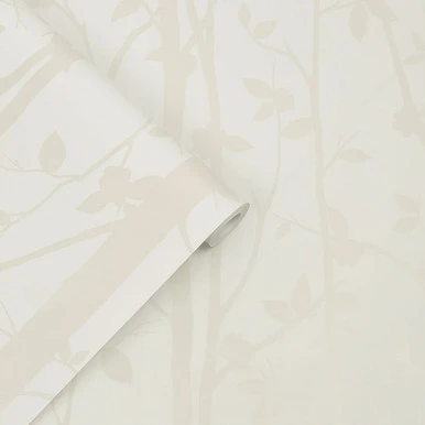 Laura Ashley Cottonwood Pearlescent White Wallpaper