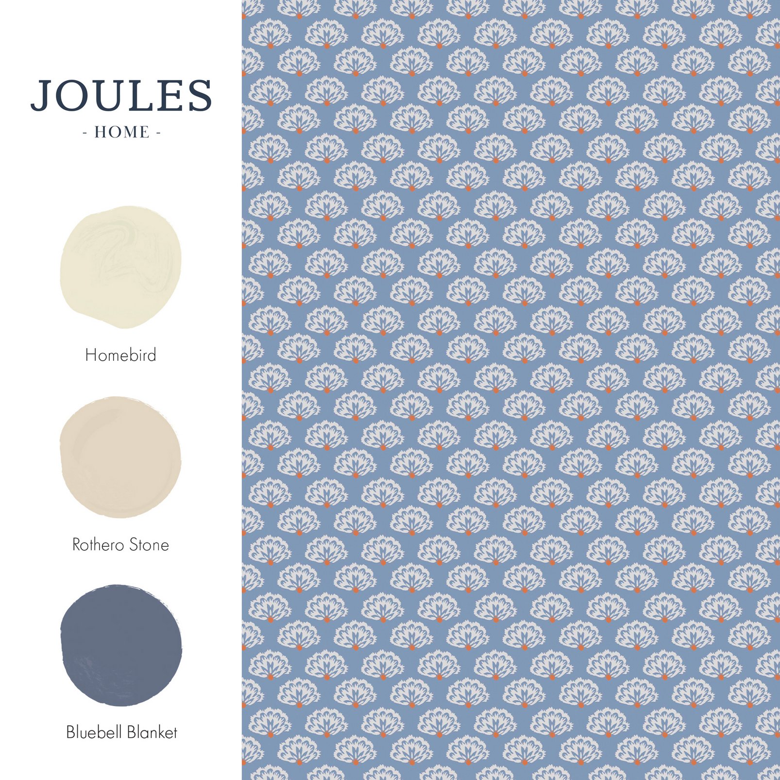 Joules Peacock Geo Blue Creme Wallpaper