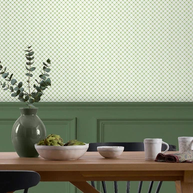 Laura Ashley Wickerwork Leaf Green Wallpaper