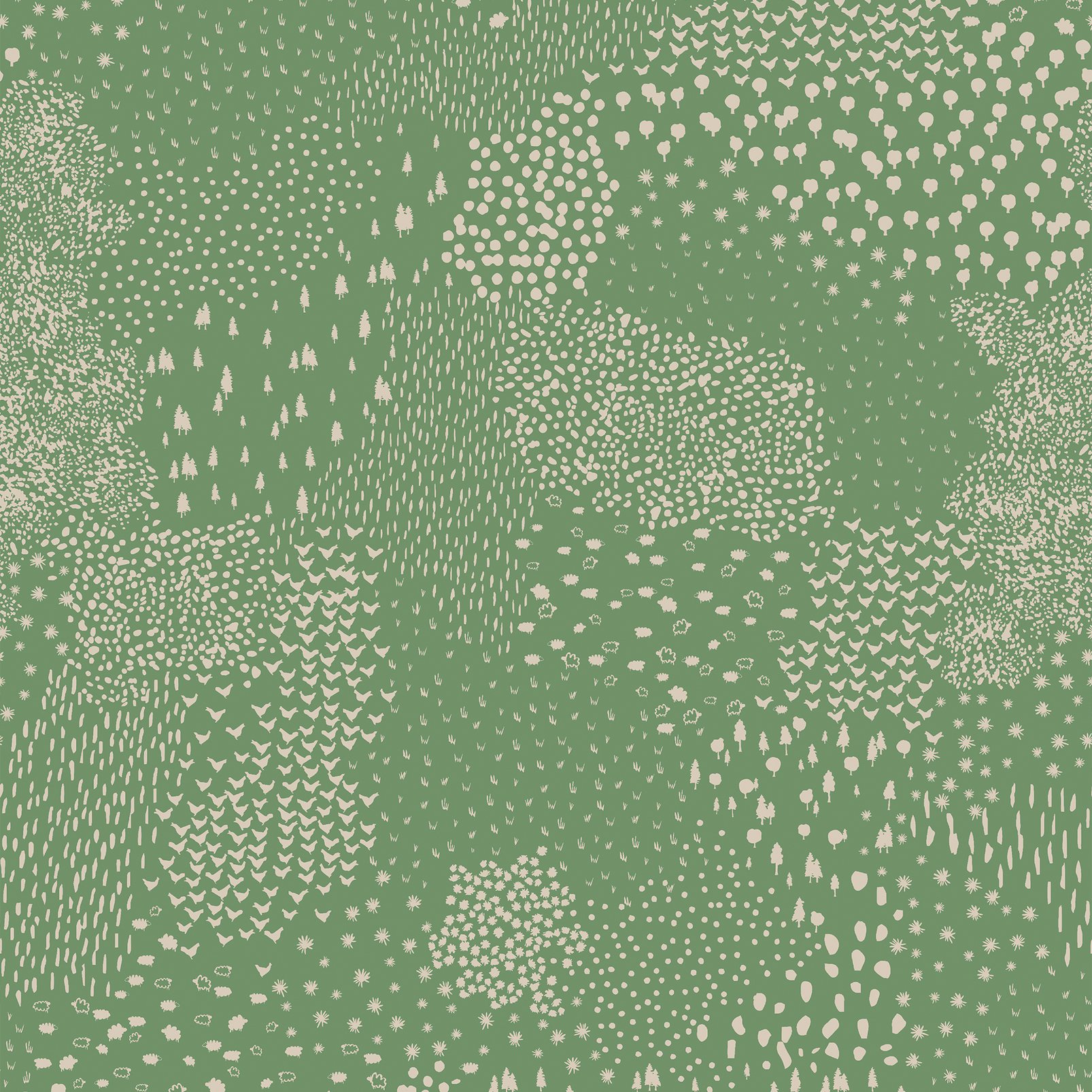 Joules Mono Farm Green Wallpaper