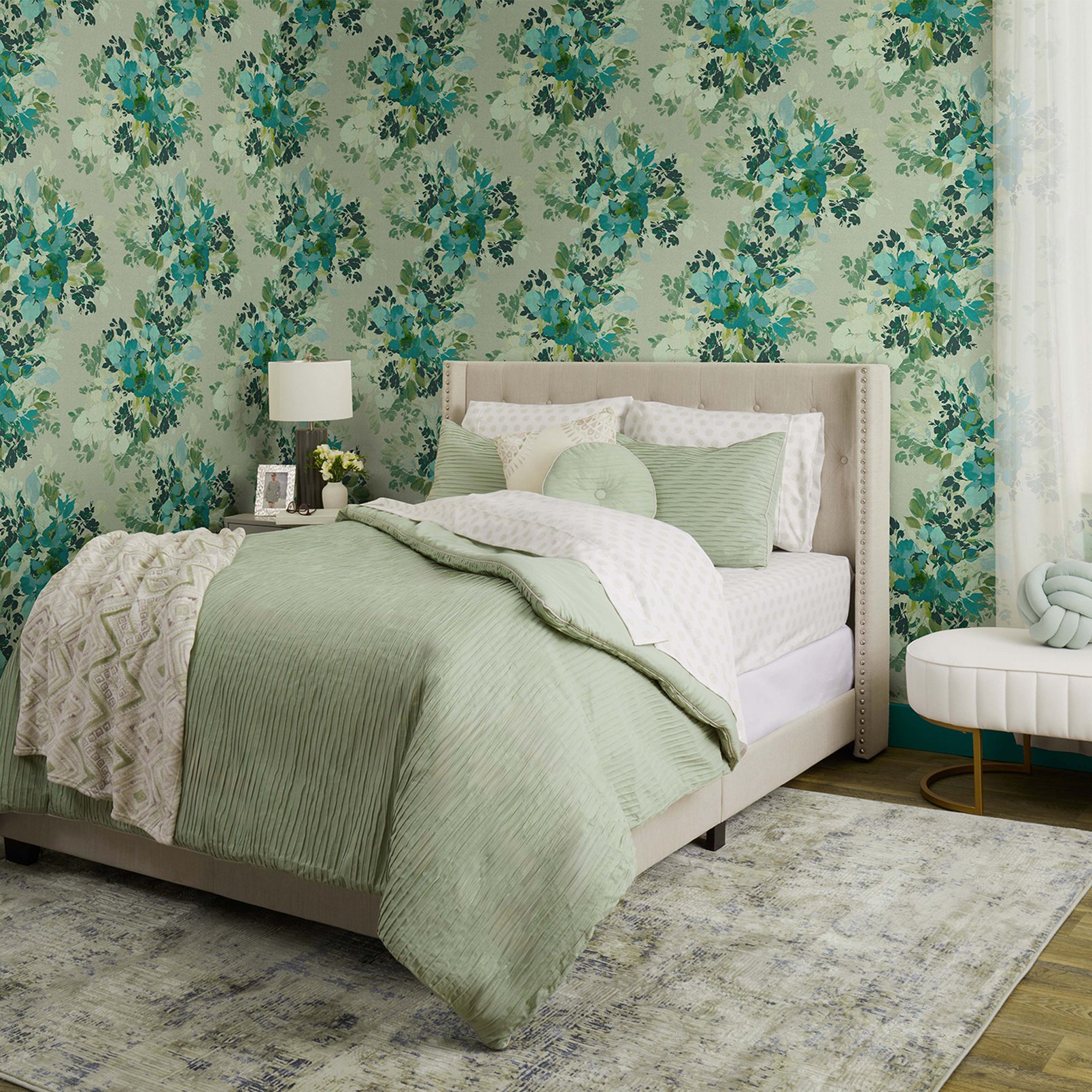 Nicole Miller Botanic Peel & Stick Sage Wallpaper