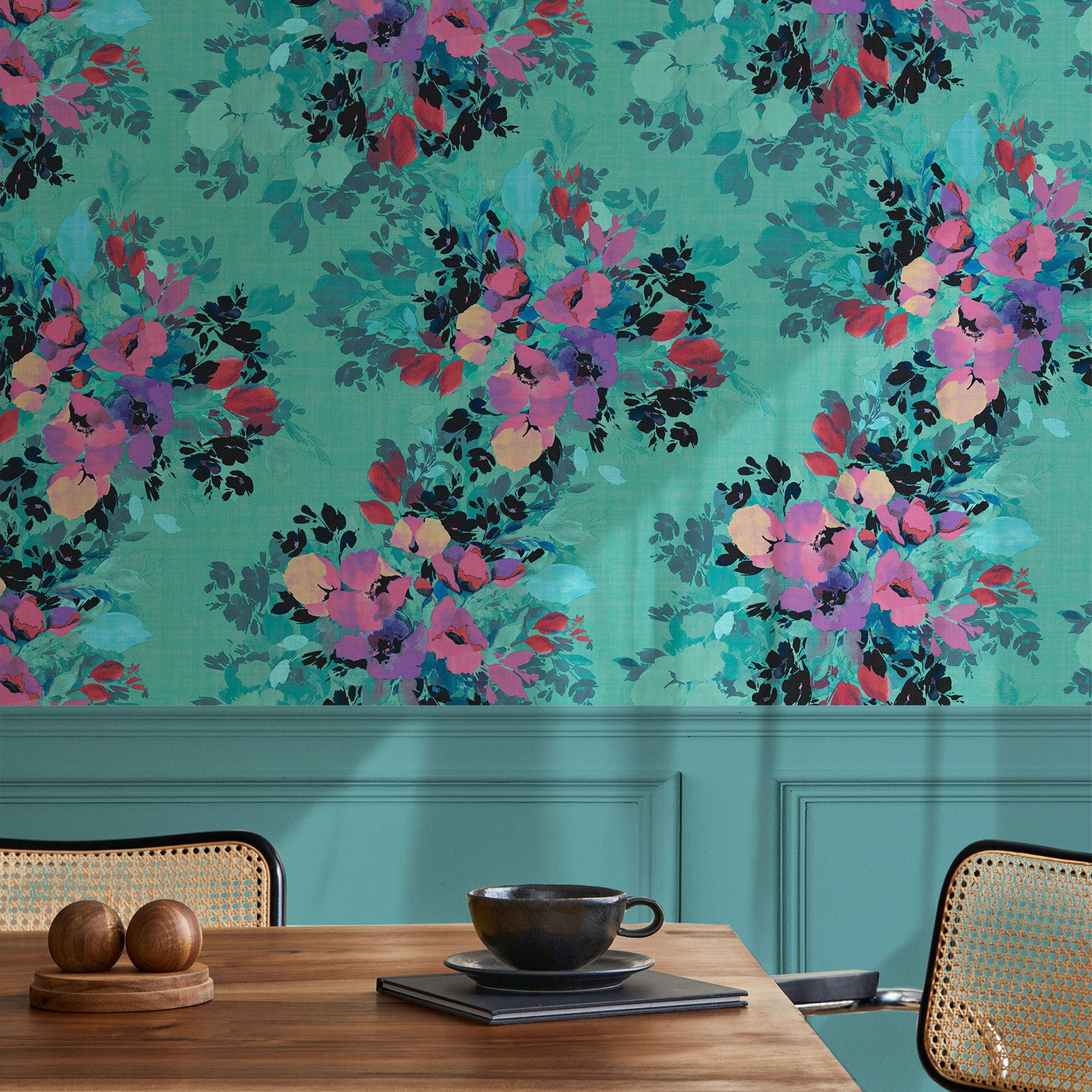 Nicole Miller Botanic Peel & Stick Teal Wallpaper