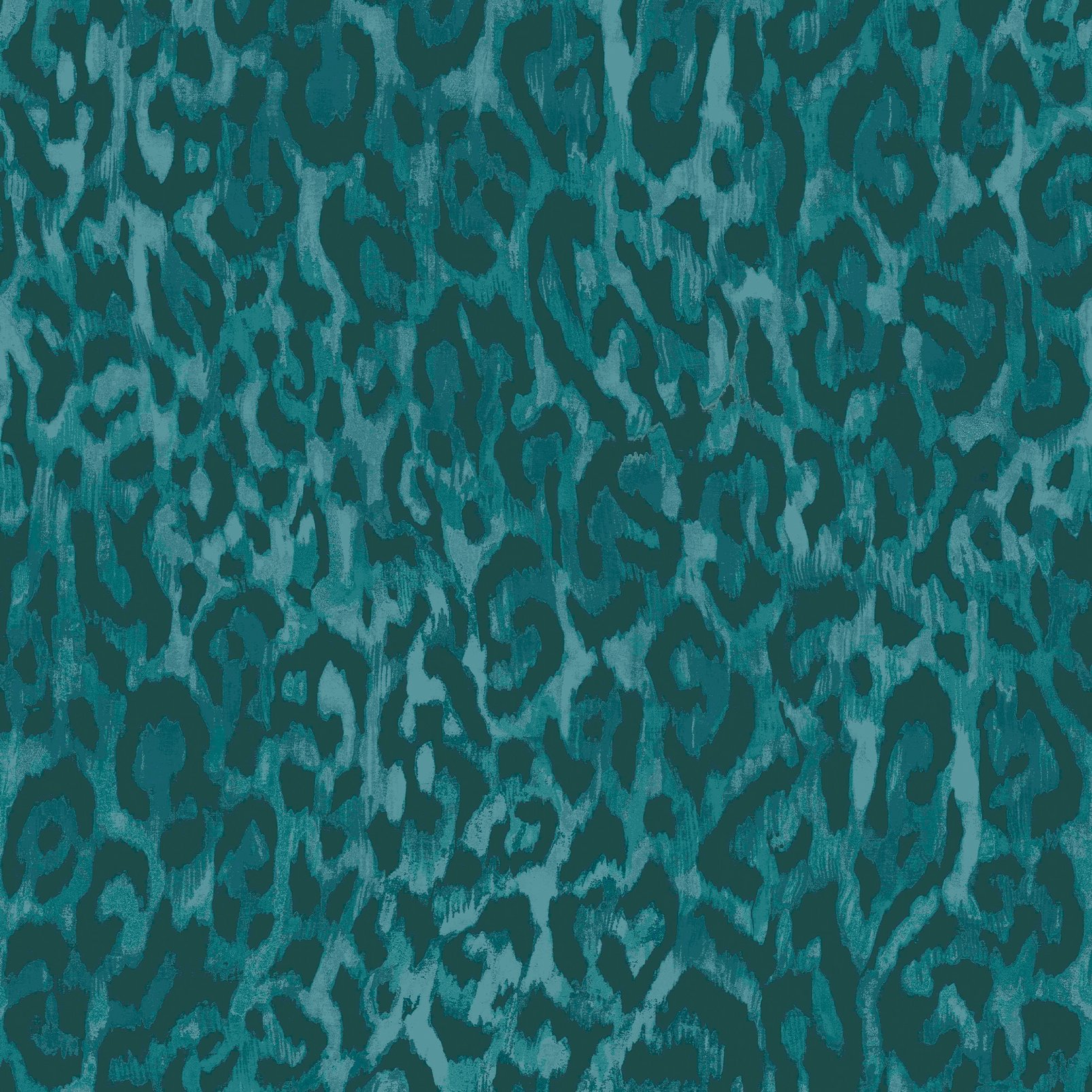 Nicole Miller Laid Back Leopard Peel & Stick Teal Wallpaper