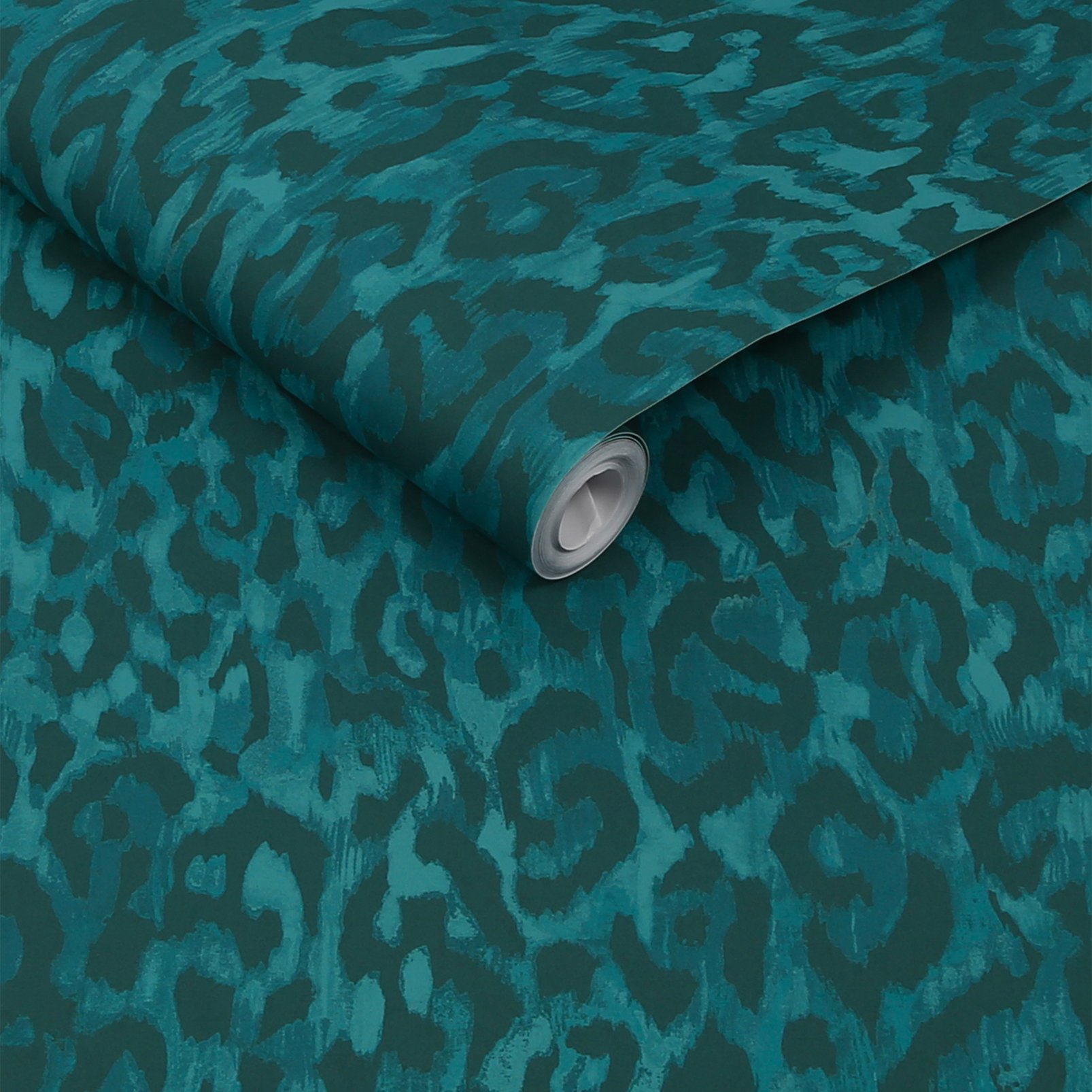 Nicole Miller Laid Back Leopard Peel & Stick Teal Wallpaper