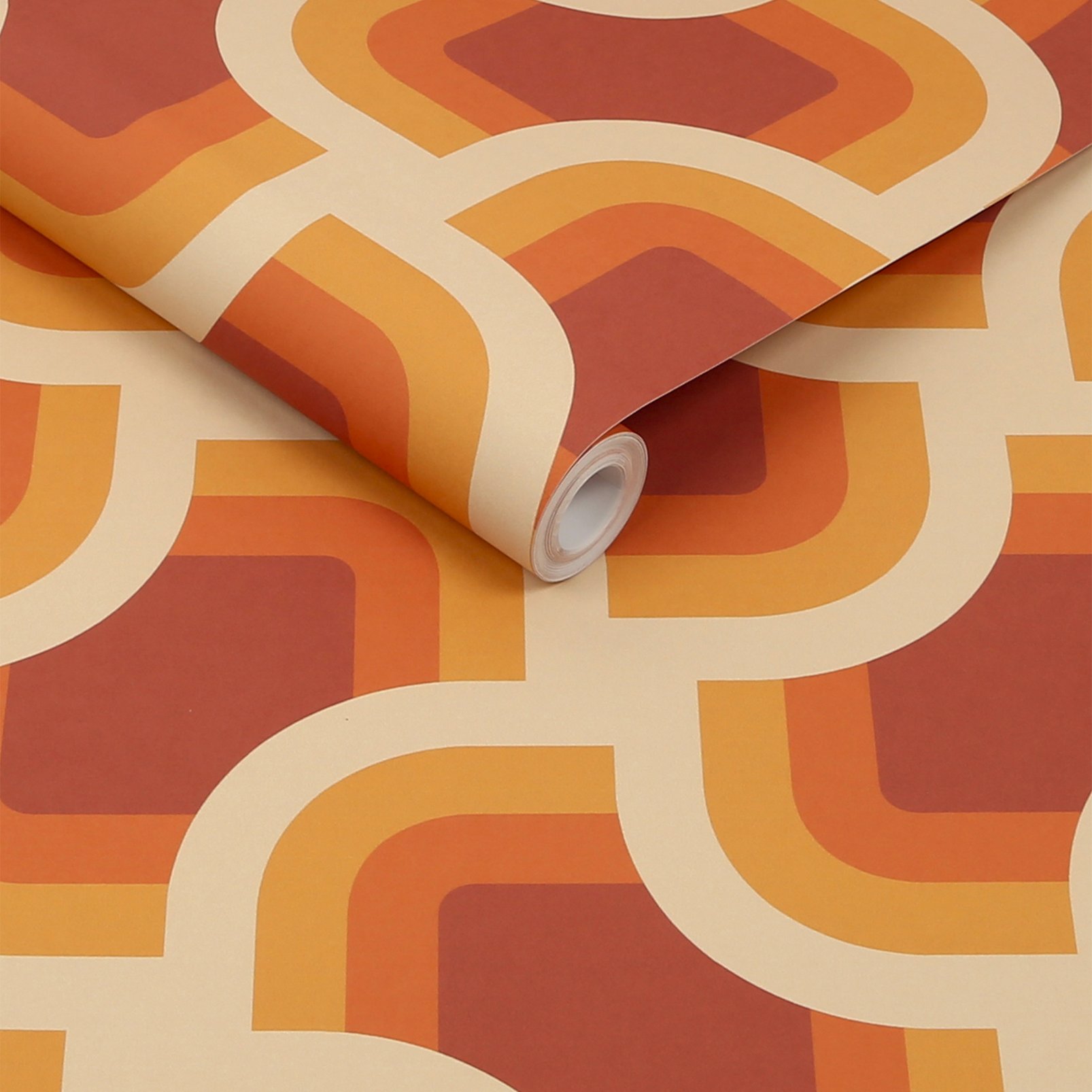 Nicole Miller Retro Geo Peel & Stick Clay / Turmeric Wallpaper