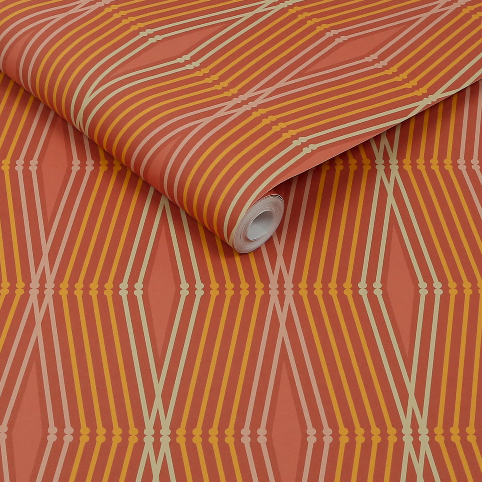 Nicole Miller Hard Edge Ogee Peel & Stick Clay Wallpaper