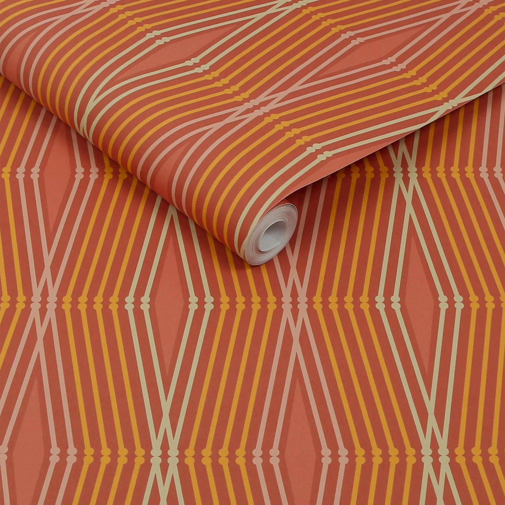 Nicole Miller Hard Edge Ogee Peel & Stick Clay Wallpaper