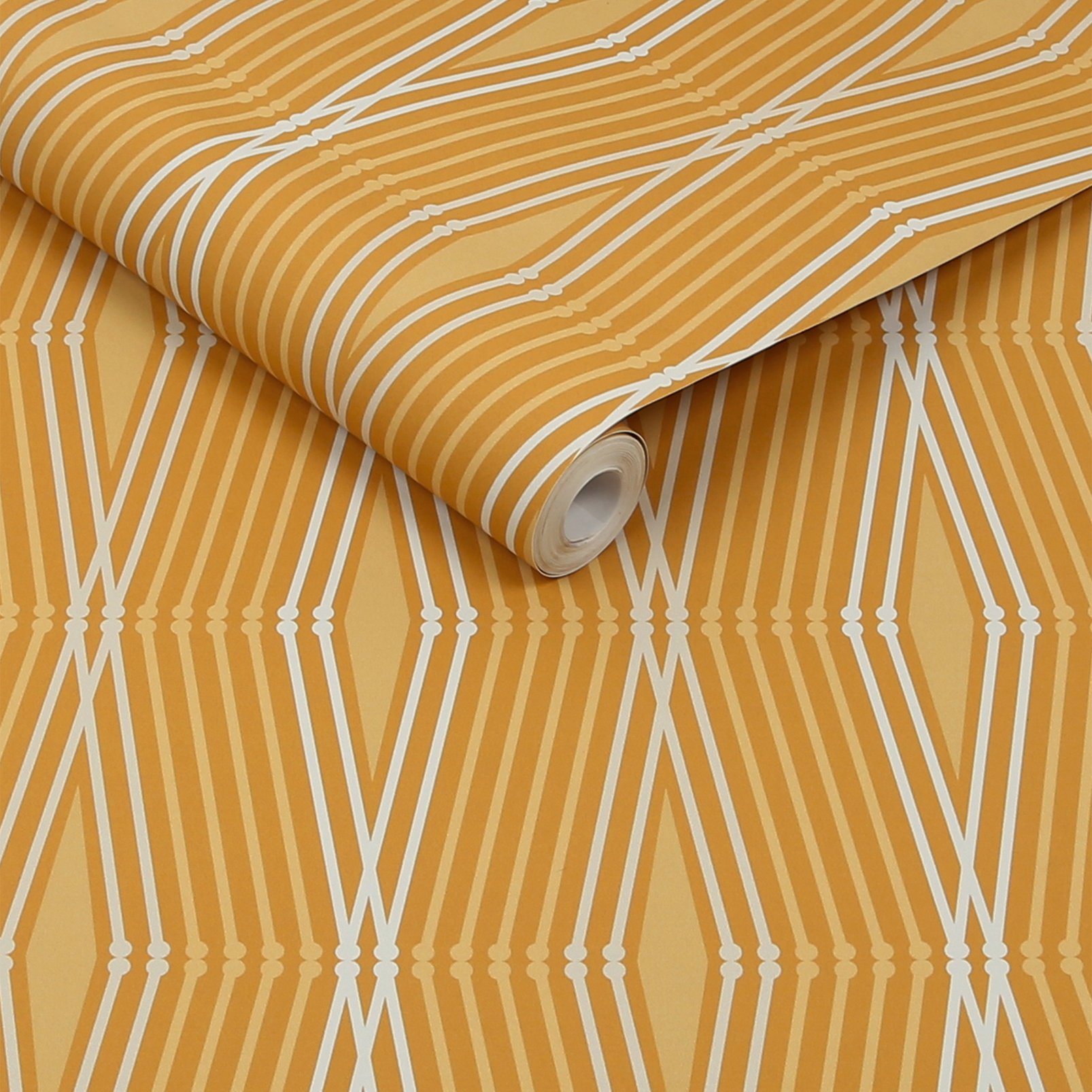 Nicole Miller Hard Edge Ogee Peel & Stick Turmeric Wallpaper