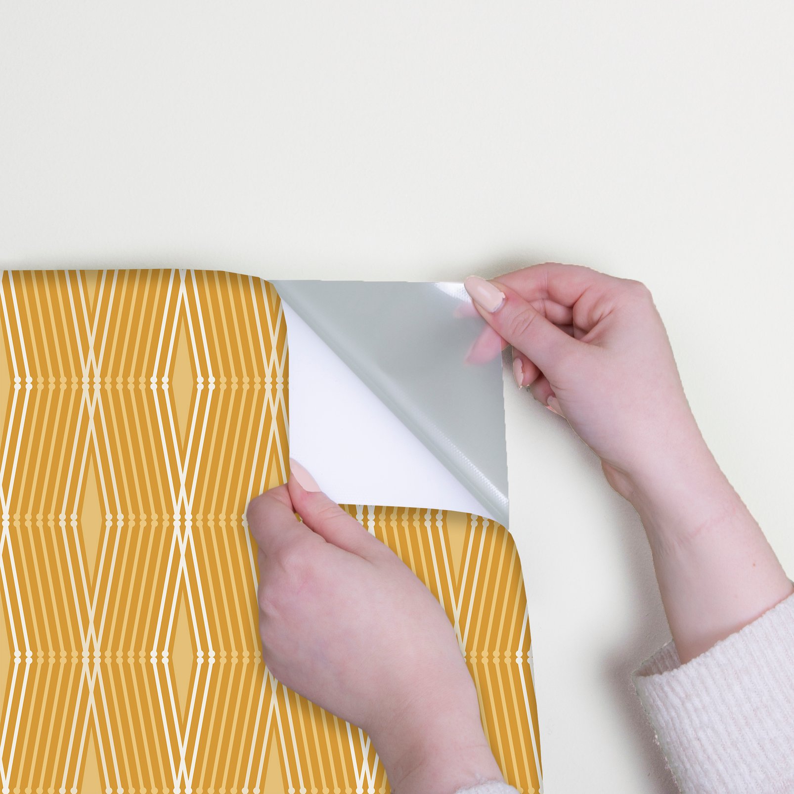 Nicole Miller Hard Edge Ogee Peel & Stick Turmeric Wallpaper