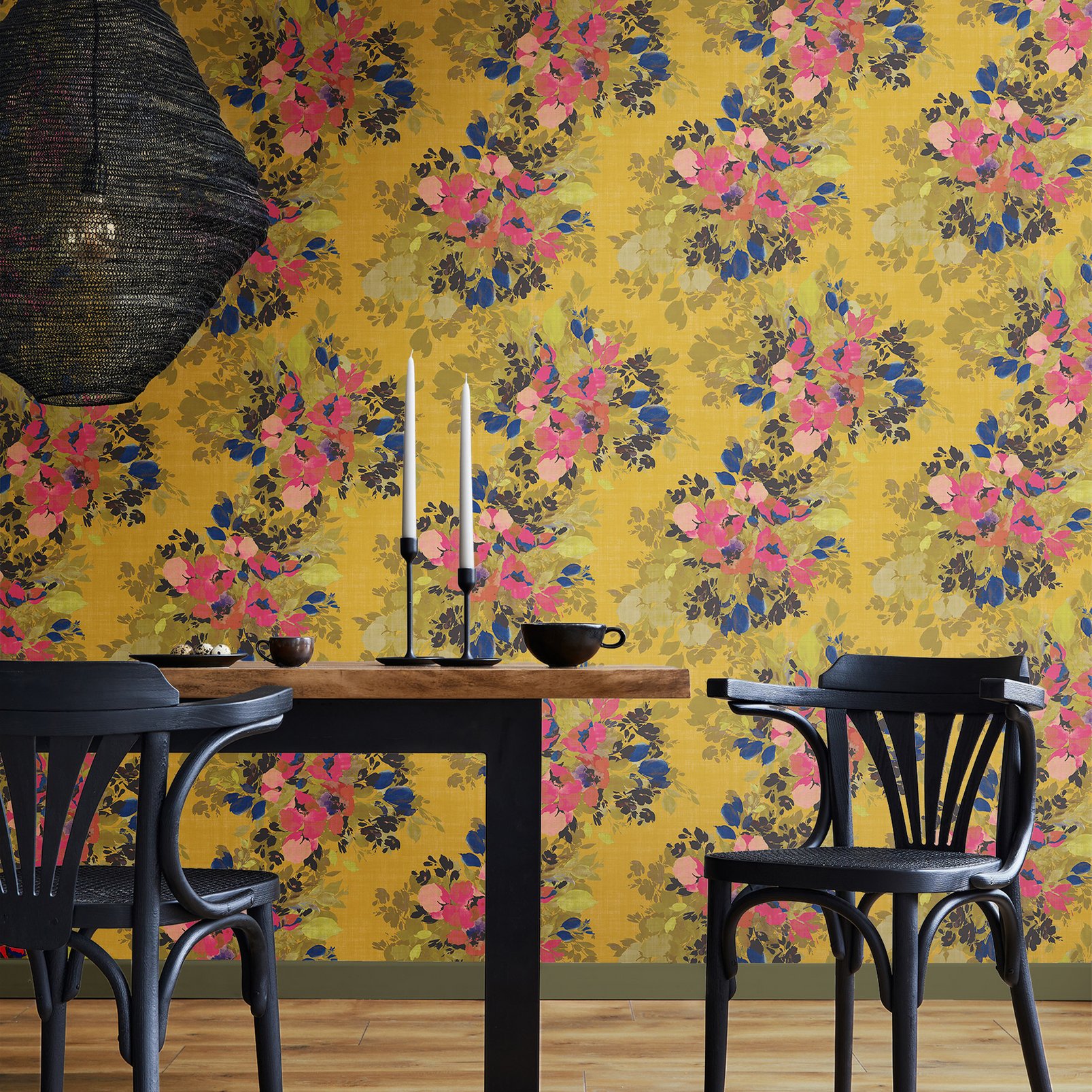 Nicole Miller Botanic Peel & Stick Ochre Wallpaper