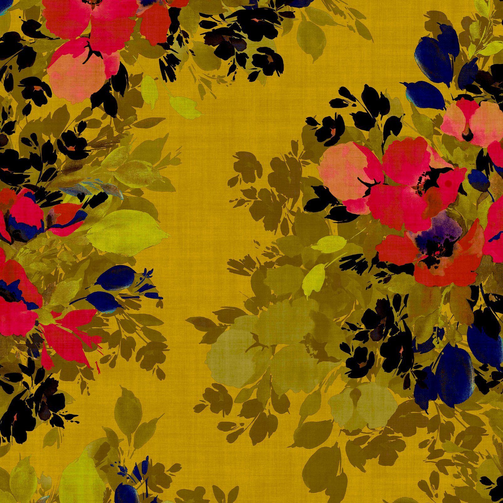 Nicole Miller Botanic Peel & Stick Ochre Wallpaper