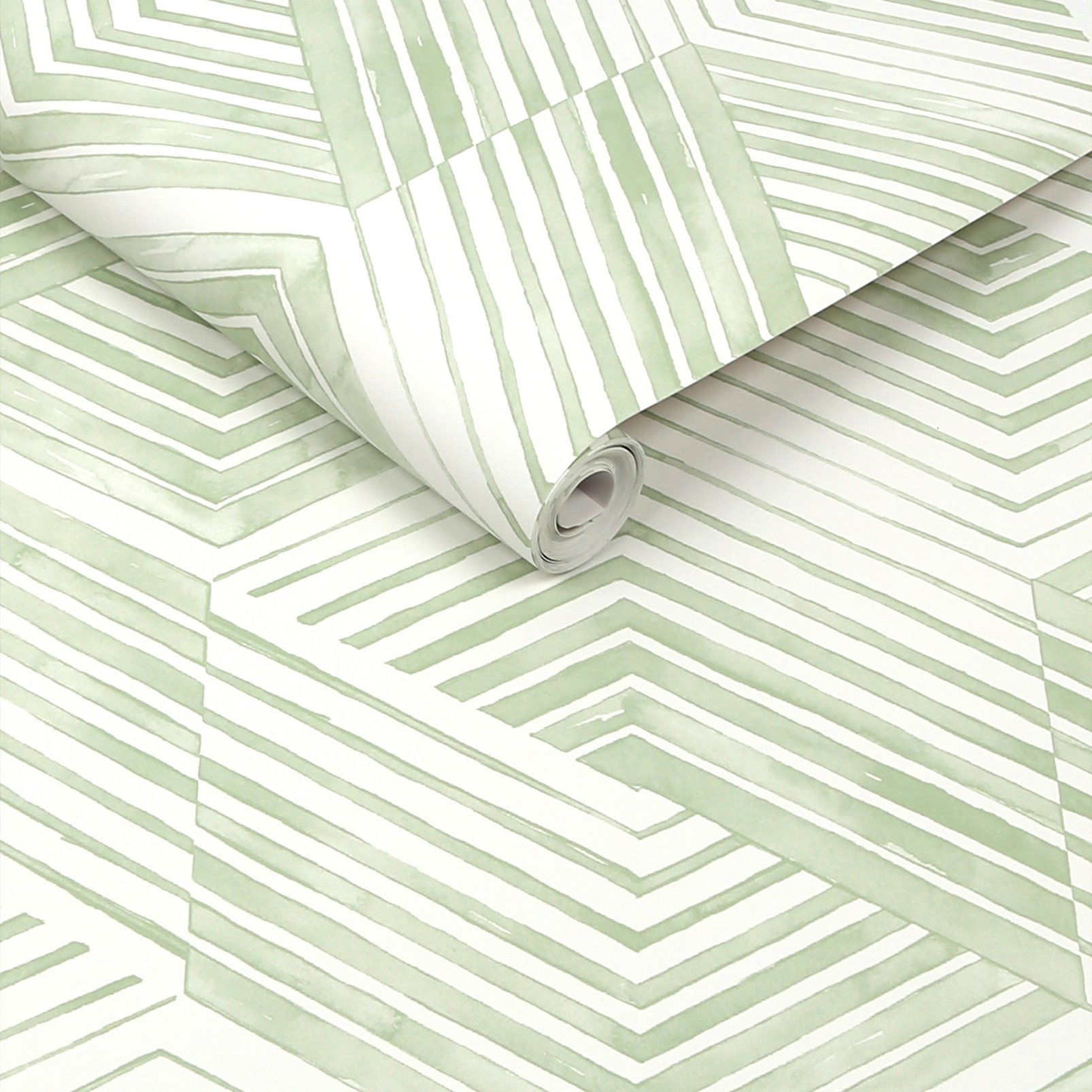 Nicole Miller Geo Movement Peel & Stick Sage Wallpaper