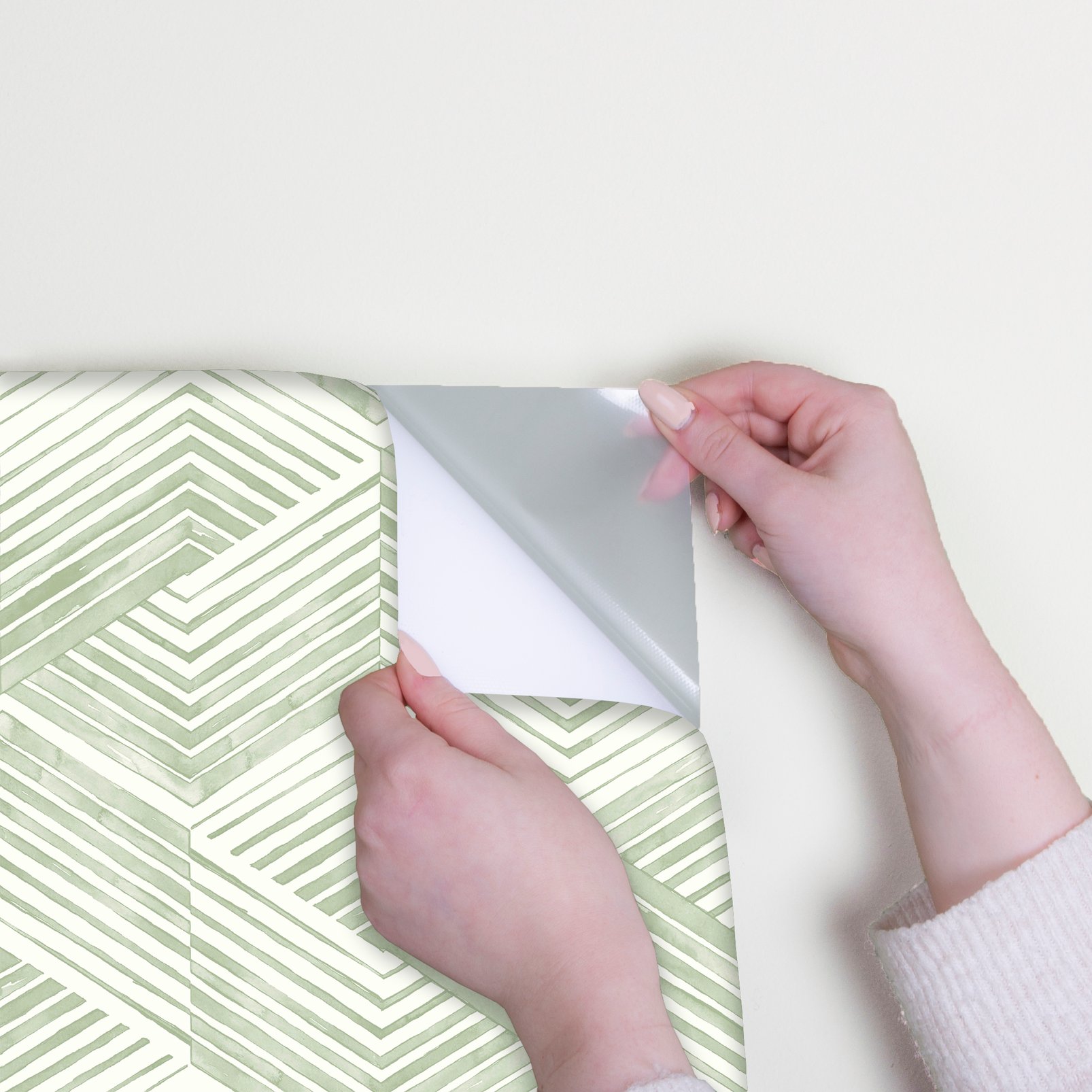 Nicole Miller Geo Movement Peel & Stick Sage Wallpaper