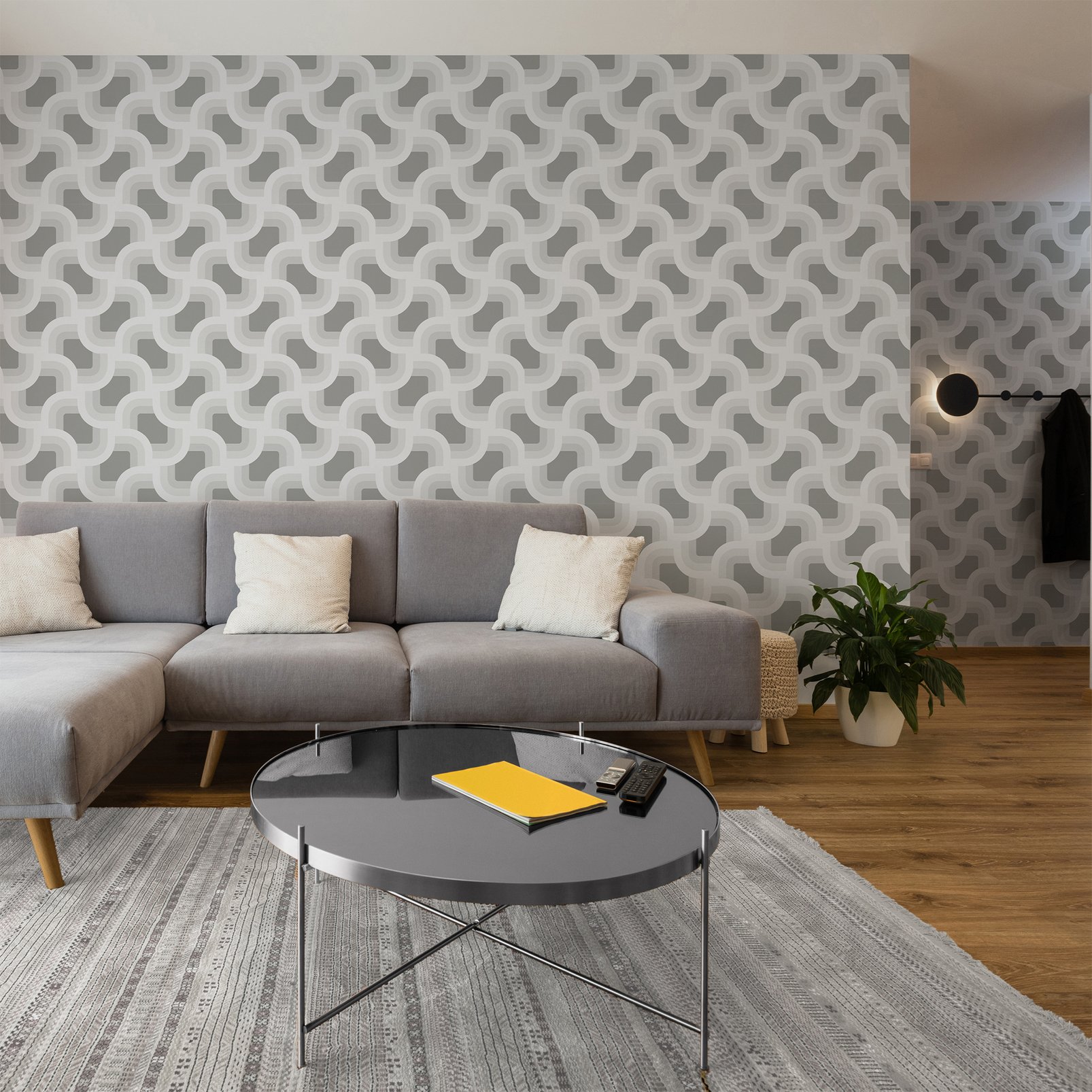 Nicole Miller Retro Geo Peel & Stick Smoke Wallpaper