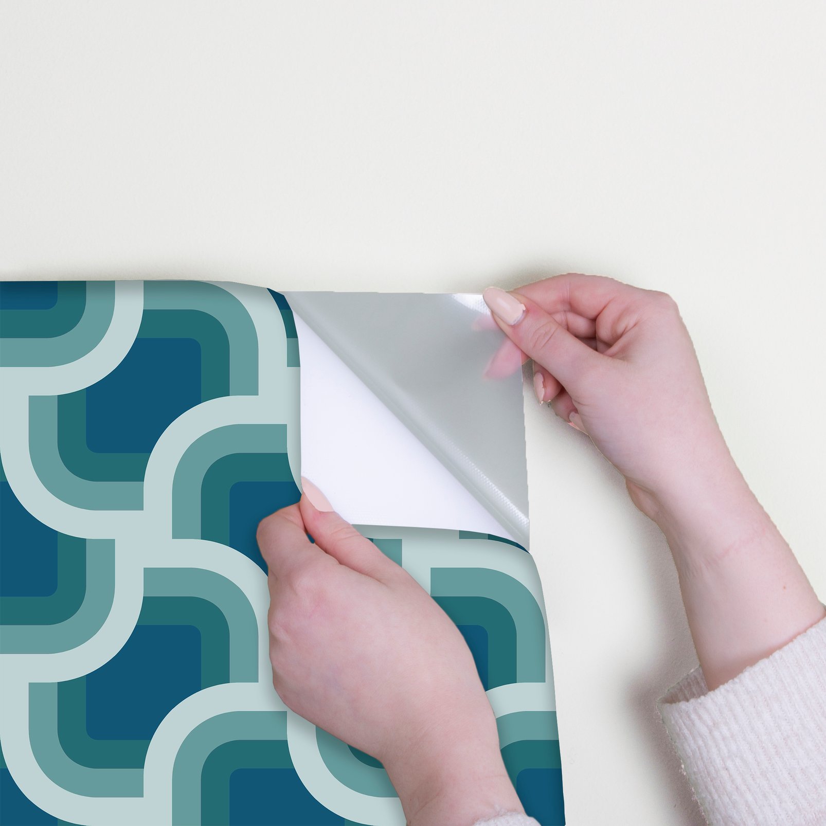 Nicole Miller Retro Geo Peel & Stick Peacock Blue Wallpaper