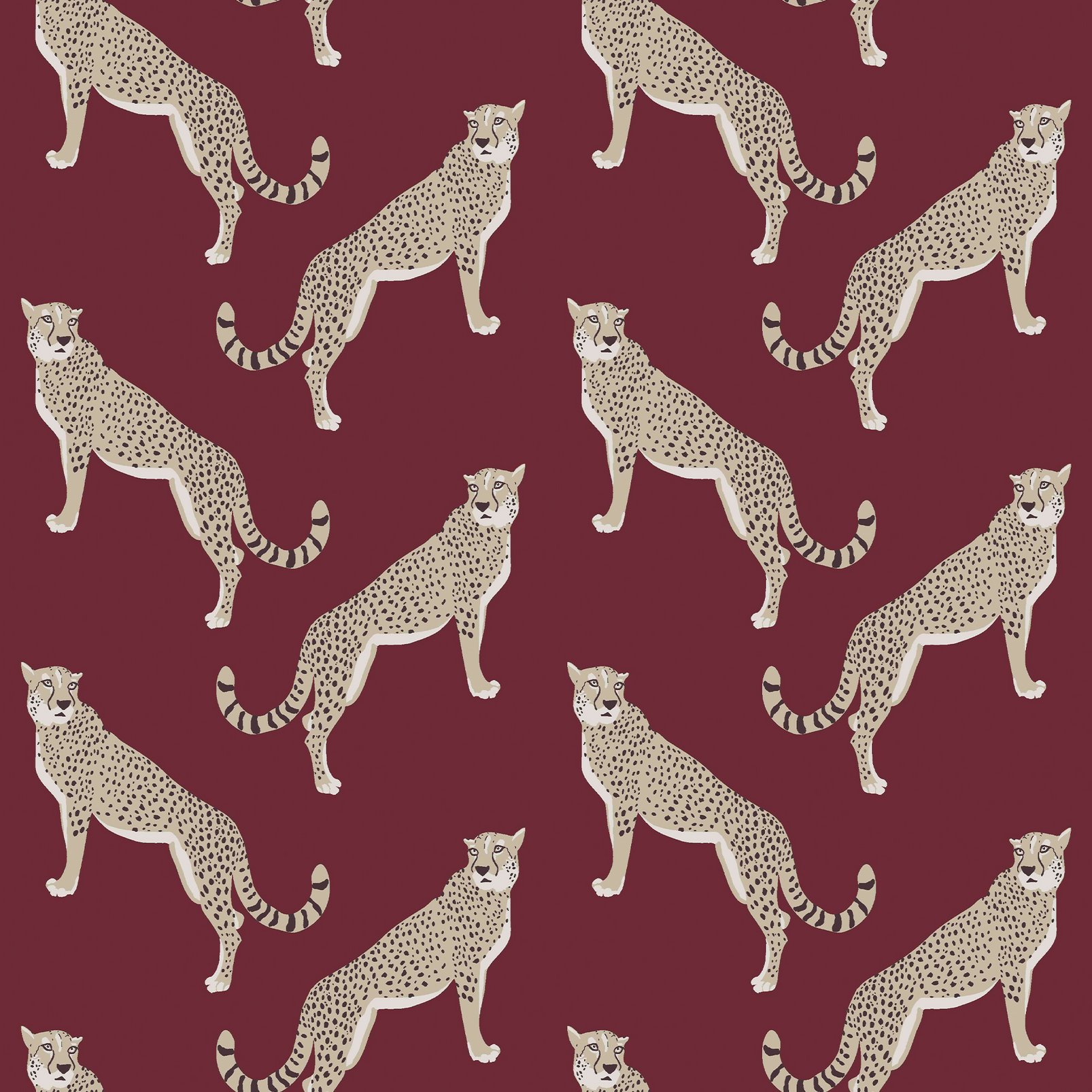 Nicole Miller Guepardo Peel & Stick Oxblood Wallpaper