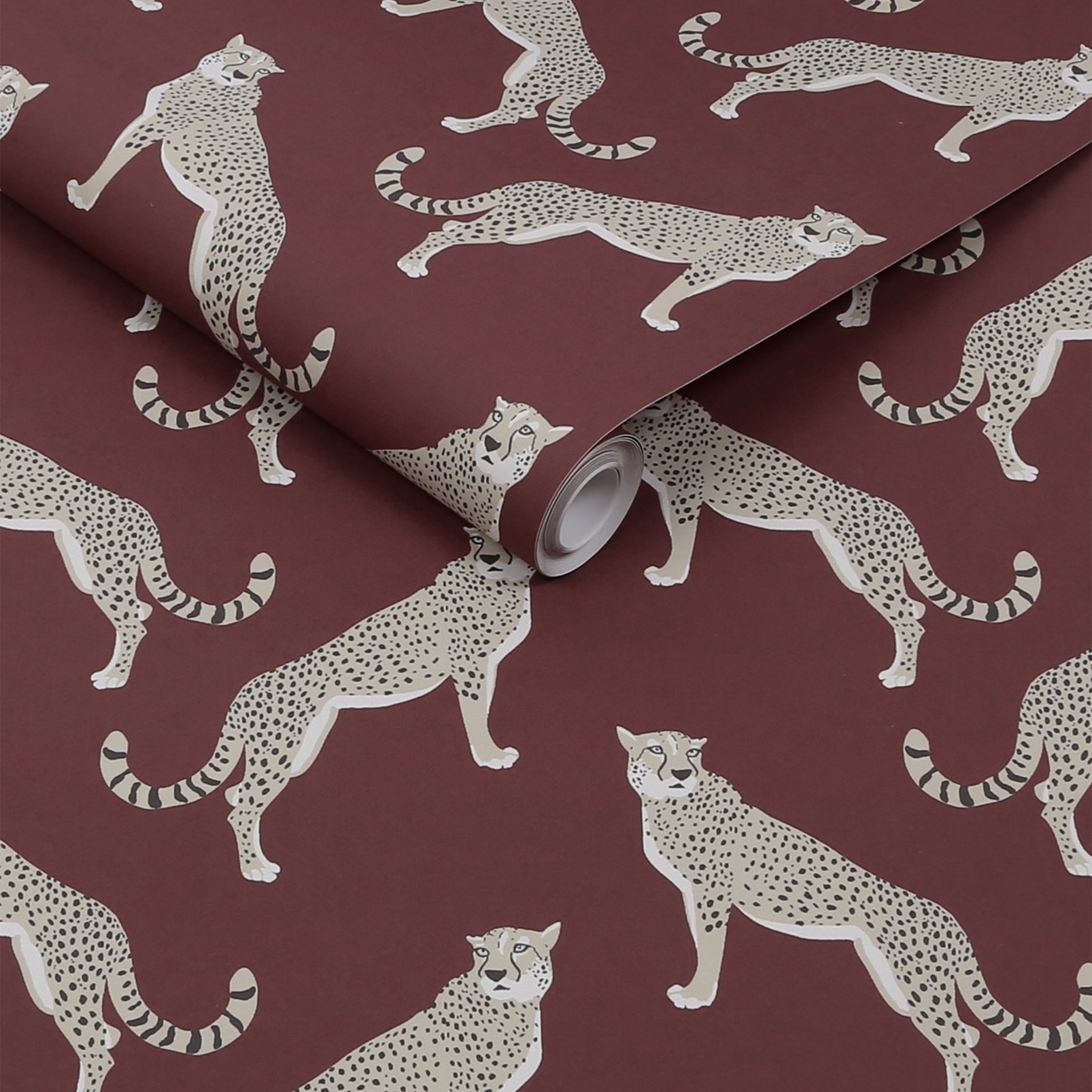 Nicole Miller Guepardo Peel & Stick Oxblood Wallpaper