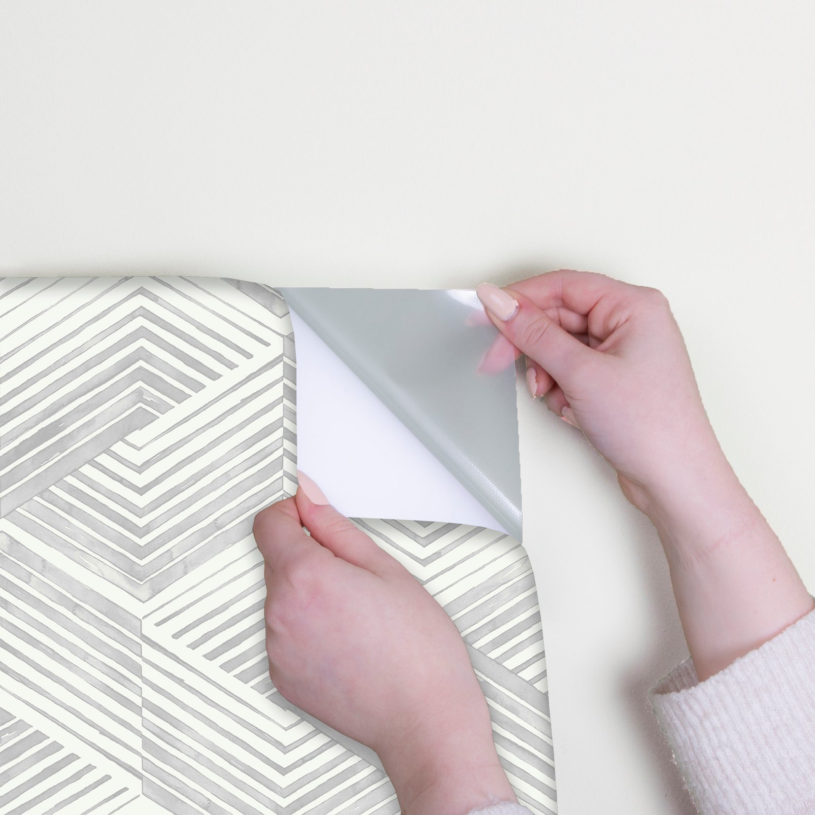 Nicole Miller Geo Movement Peel & Stick Oyster Wallpaper