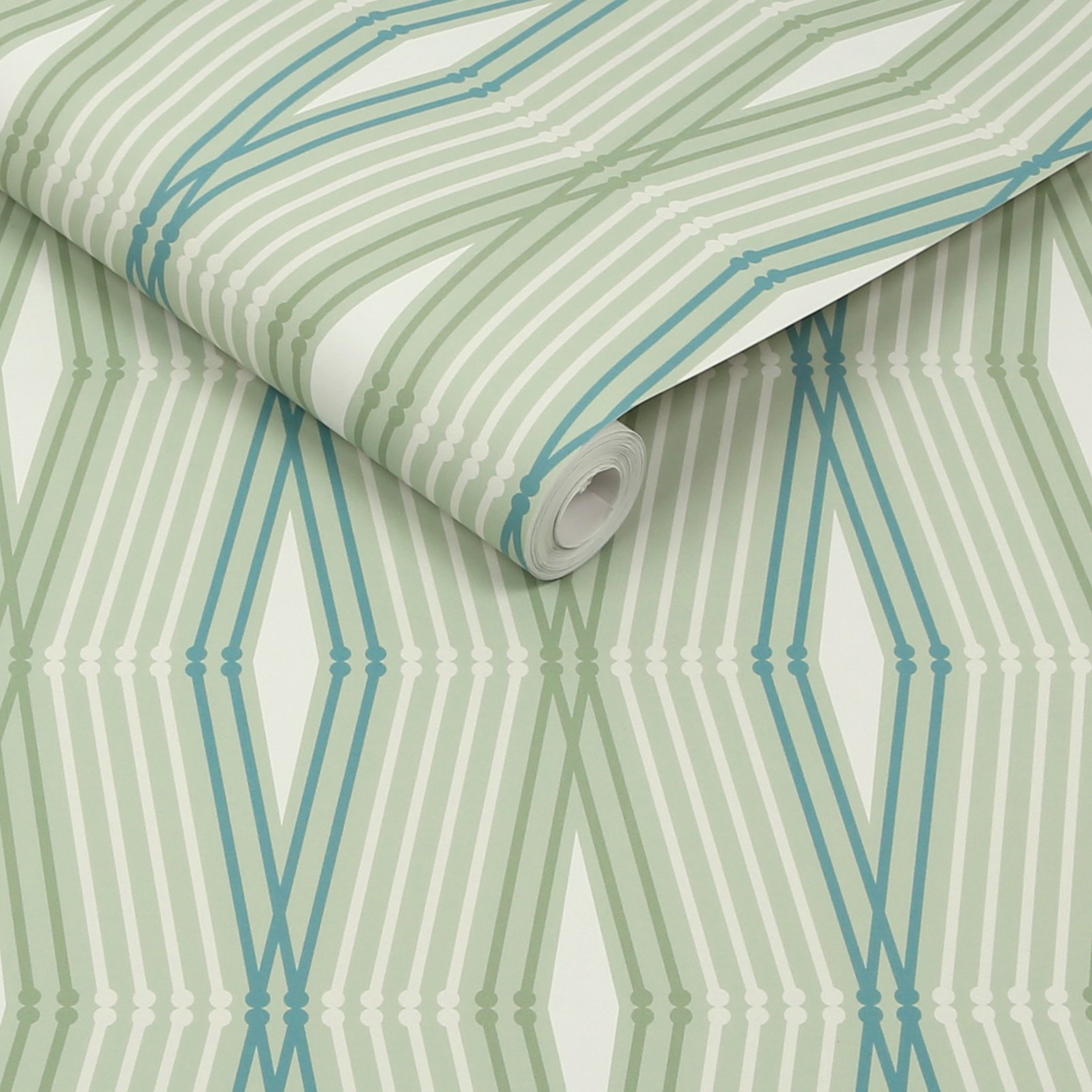 Nicole Miller Hard Edge Ogee Peel & Stick Sage Wallpaper