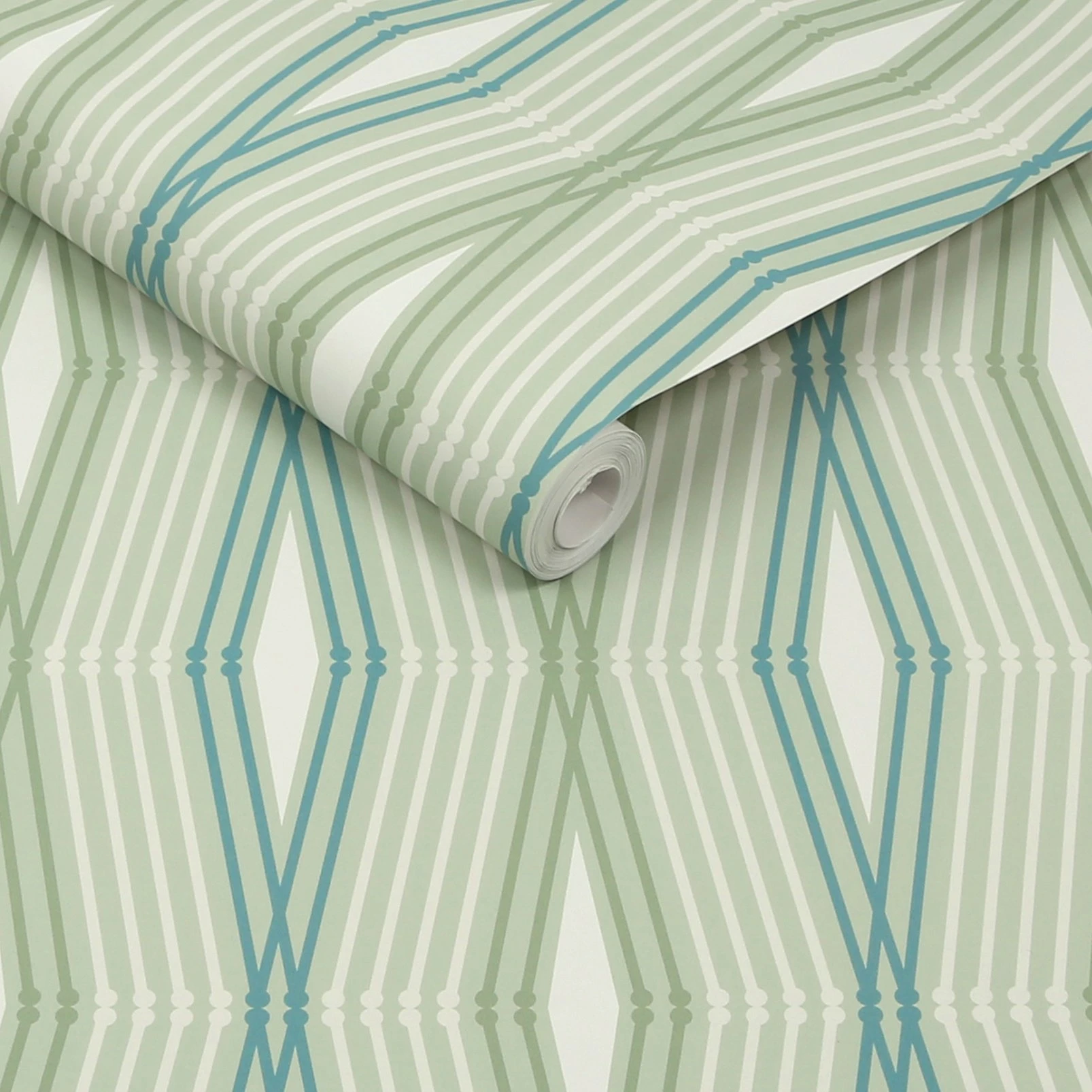 Nicole Miller Hard Edge Ogee Peel & Stick Sage Wallpaper