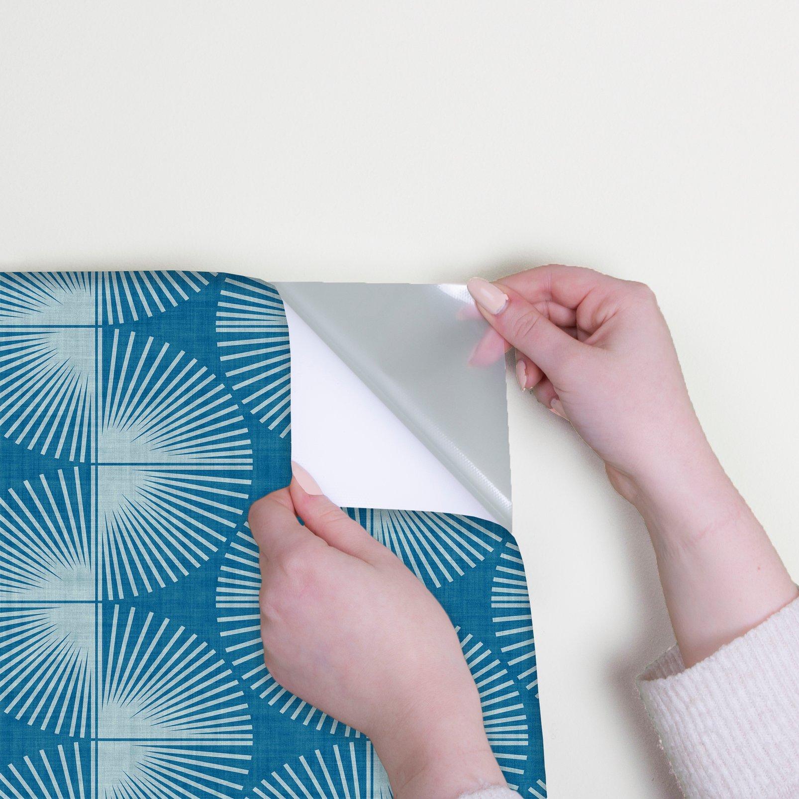 Nicole Miller Kendall Geo Peel & Stick Peacock Blue Wallpaper