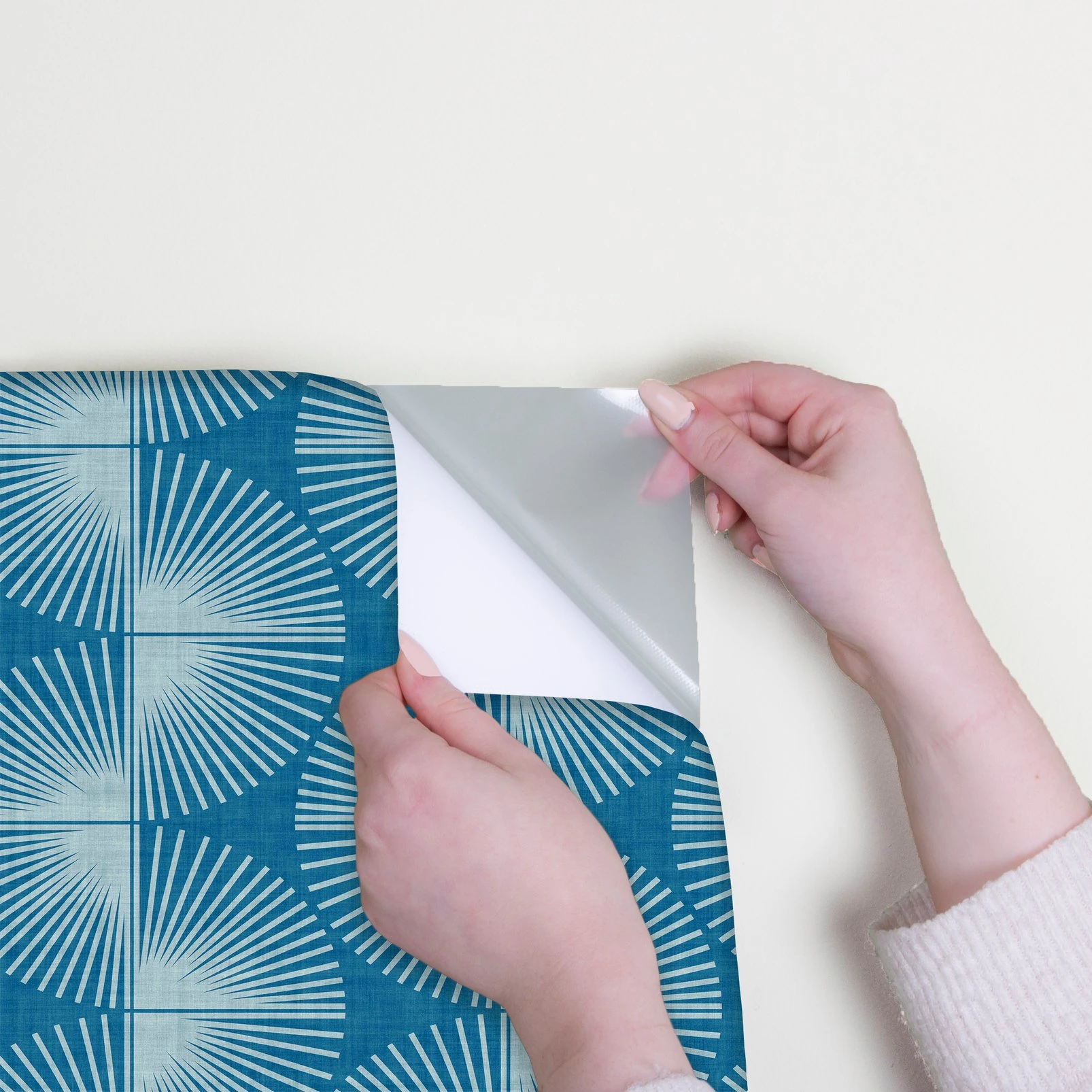 Nicole Miller Kendall Geo Peel & Stick Peacock Blue Wallpaper