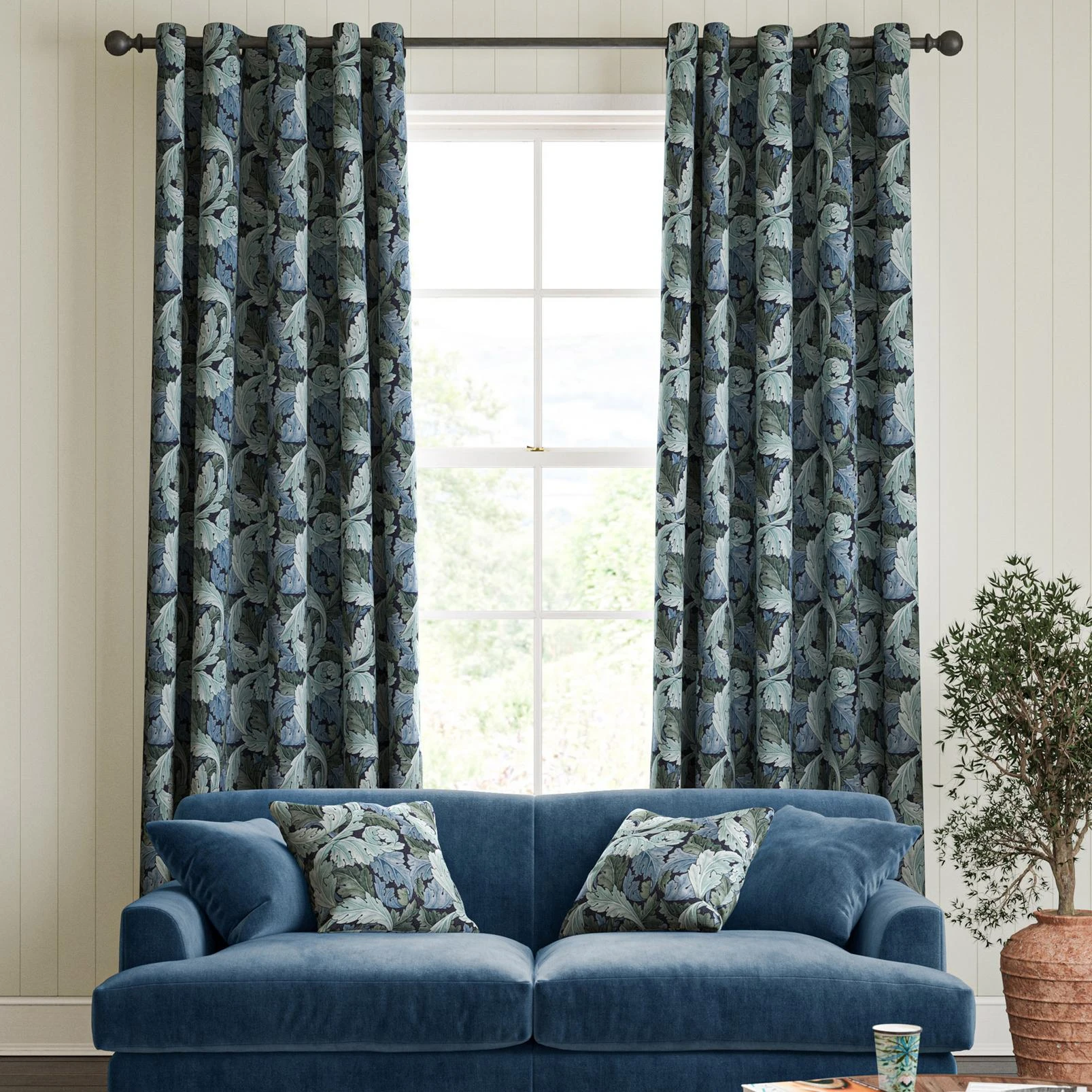 Acanthus Indigo Curtains by William Morris At Home