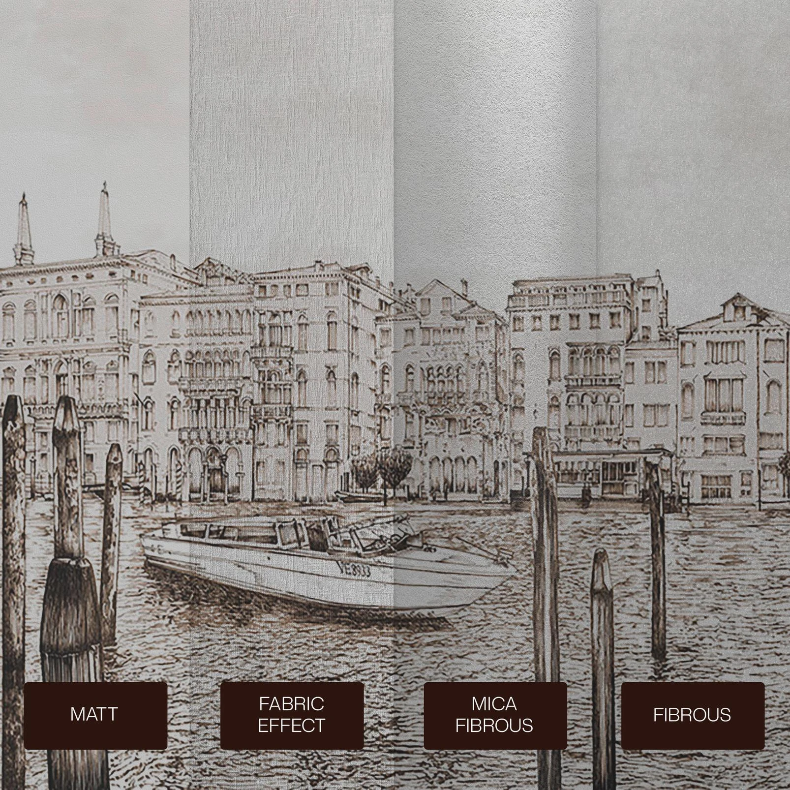 Old Venezia Sepia Panoramic Bespoke Mural