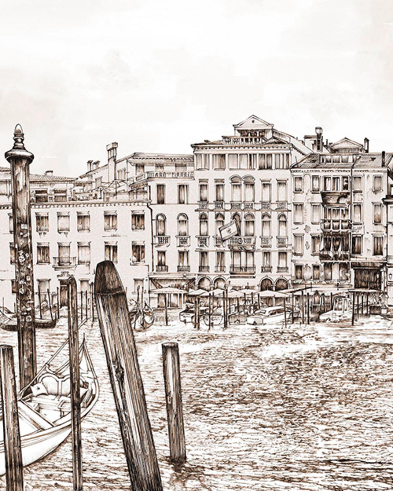 Old Venezia Sepia Panoramic Bespoke Mural
