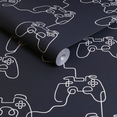 Next Gamer Doodle Navy Wallpaper - 127712_ROLLSHOT_GAMER DOODLE NAVY_01.jpg