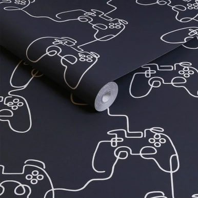 Next Gamer Doodle Navy Wallpaper - 127712_ROLLSHOT_GAMER DOODLE NAVY_01.jpg