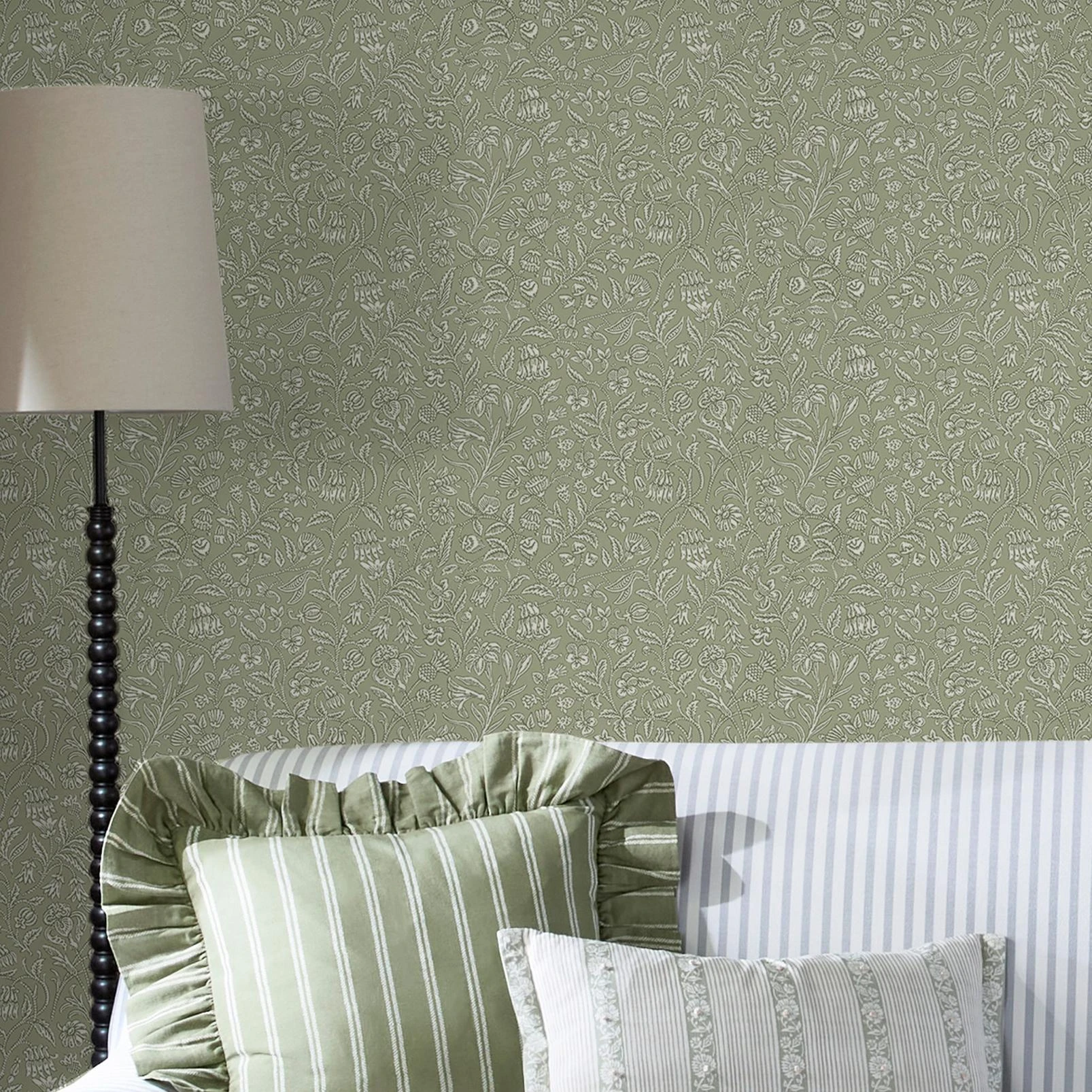 Laura Ashley Elmdon Sage Green Wallpaper