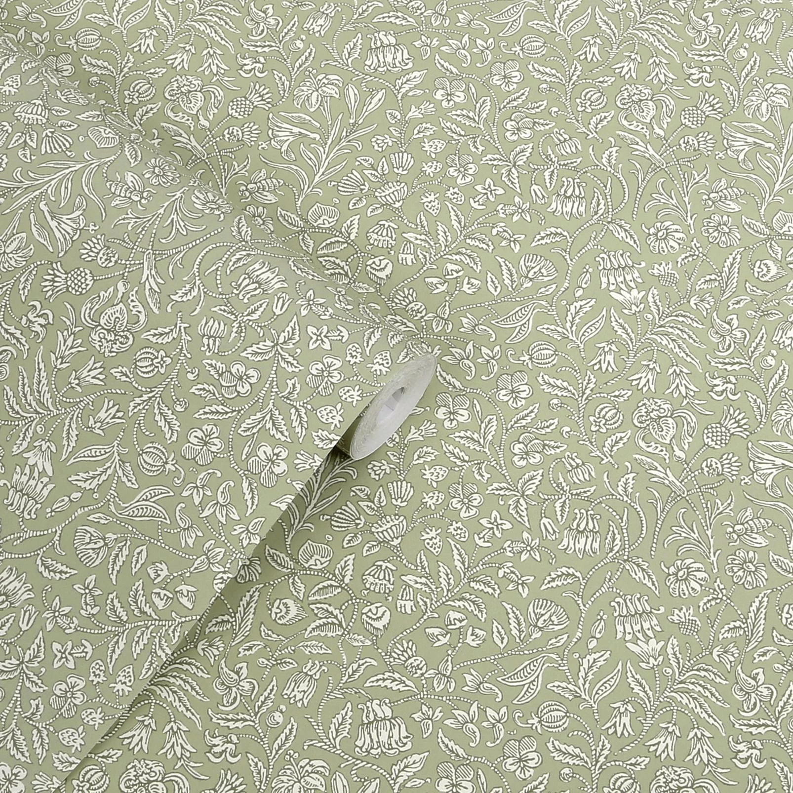 Laura Ashley Elmdon Sage Green Wallpaper